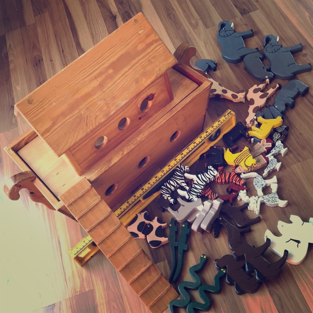 Noah’s Ark Boat Animals Handcrafted Solid Wood